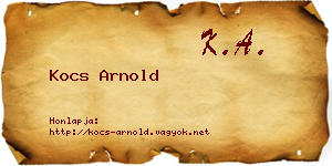 Kocs Arnold névjegykártya