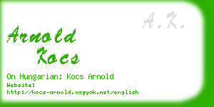 arnold kocs business card